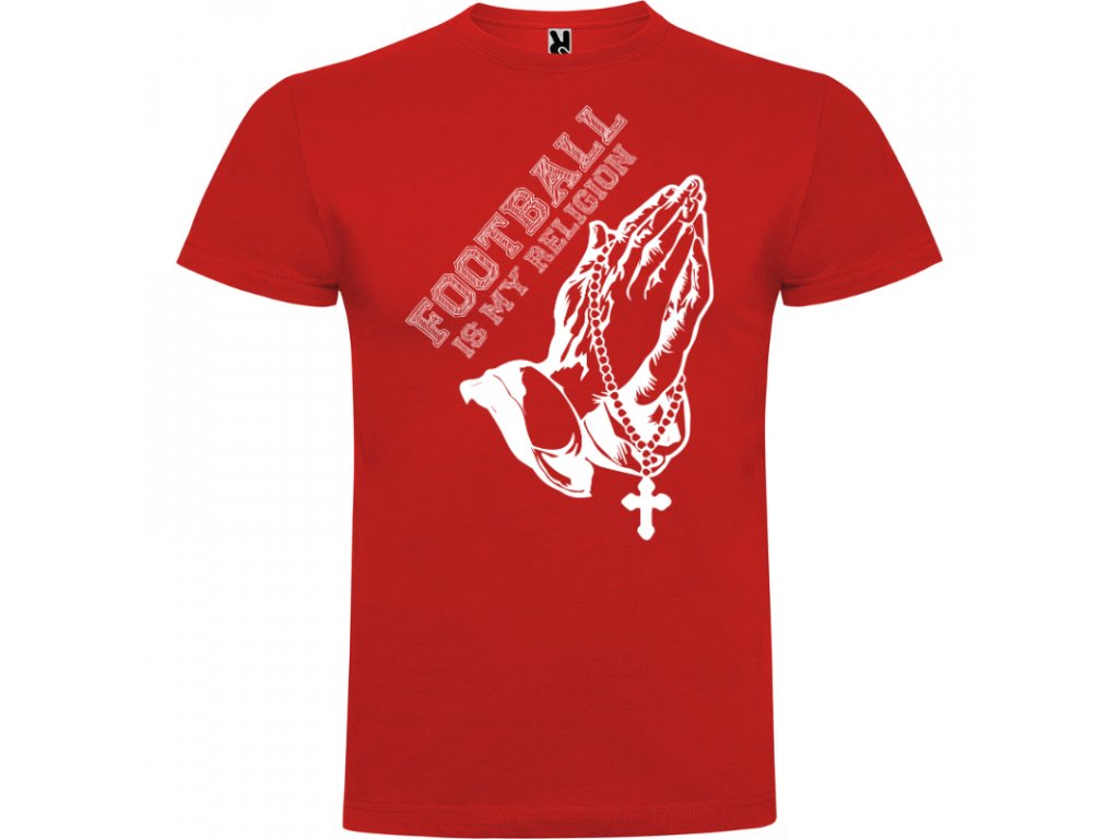 Pánske tričko Football my religion,  červené