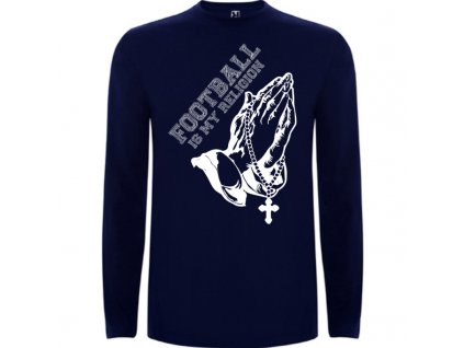 Pánske tričko dlhý rukáv footbal religion, tmavo modré
