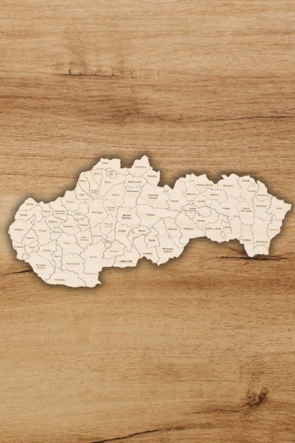 Mapa okresov Slovenska - drevené puzzle