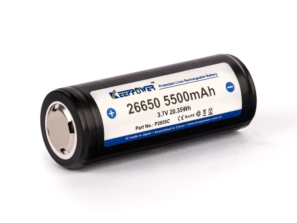 KeepPower 26650 5500 mAh, 3.6V - 3,7 V Li-ion batéria s ochranou 10A 26650 - 5500 mAh, 3.6V - 3,7 V Li-ion batéria s ochranou