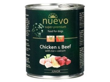 Nuevo Dog Junior Chicken Beef and Rice - konzerva pro štěňata 800 g