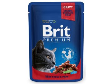 Brit Premium s hovězím a hráškem v omáčce - kapsička 100 g