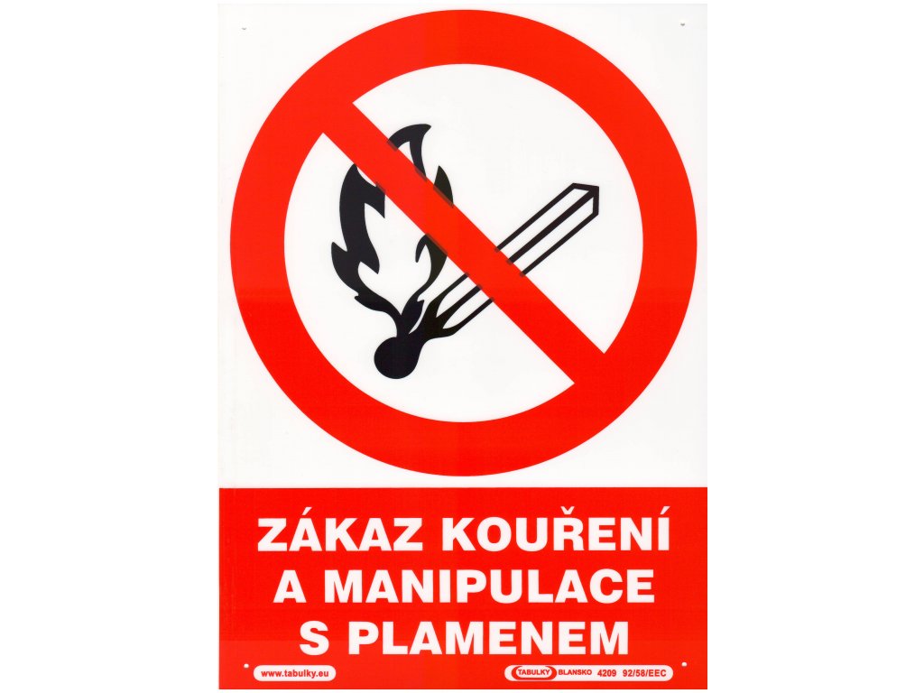 Zákaz kouření a manipulace s plamenem  (plastová tabulka A4)