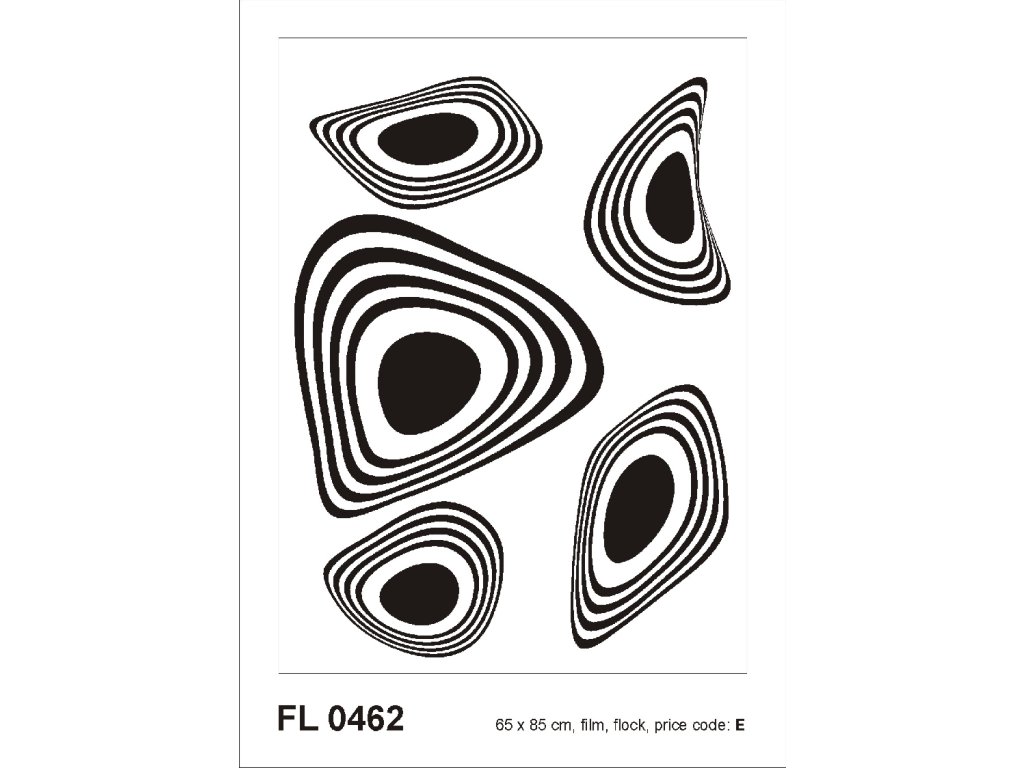 FL0462 Samolepicí velourová dekorace BLACK FLOCK MODERN ORNAMENT 65 x 85 cm