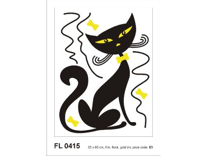 FL0415 Samolepicí velourová dekorace BLACK CAT BOY FLOCKED 65 x 85 cm