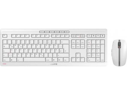 CHERRY set klávesnice a myši STREAM DESKTOP RECHARGE/ bezdrátová/ USB/ dobíjecí / bledě šedá