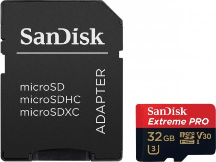 SanDisk Extreme PRO/micro SDHC/32GB/100MBps/UHS-I U3 / Class 10/+ Adaptér