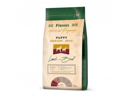 fitmin dog medium maxi puppy lamb beef 12 kg h L