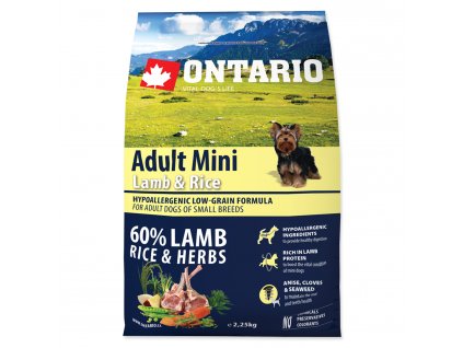 ONTARIO Dog Adult Mini Lamb & Rice (2,25kg)