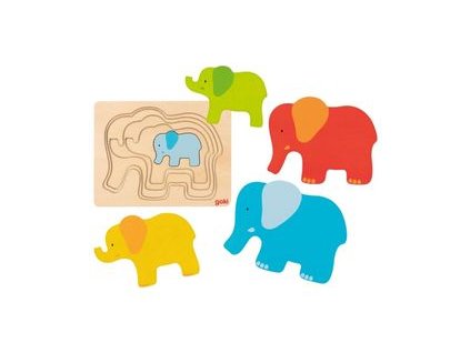 Vícevrstvé puzzle - slon, 5 dílů