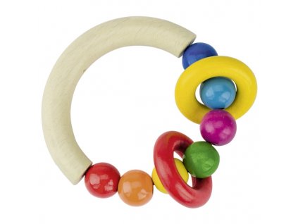 Půlkruh s dřevěnými perličkami a 2 kroužky