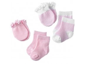 ponožky pre novorodenca - sada ponožiek a rukavíc pre dievčatko a chlapčeka - v ružovej a modrej farbe