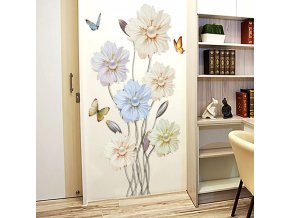 Dekorácie - tapeta - samolepky na stenu - nástenná dekorácia - samolepka na stenu so vzorom kvetín a motýľov