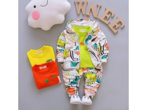 Detské oblečenie - oblečenie pre chlapcov - jesenné set mikina + bunda + nohavice - dinosaury - darček pre chlapca