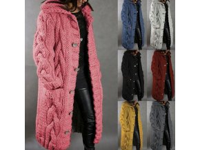 Oblečenie - dámsky pletený kabát s gombíkmi - dámske svetre - pletené svetre - kabát - dámsky zimný kabát