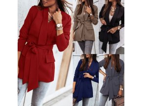Oblečenie - bunda - dámske módne sako na zaväzovanie z príjemného materiálu - sako - dámsky kabát