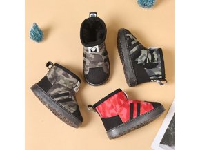 Detské oblečenie - topánky - detské chlapčenské zimné kapce s vojenským vzorom - zimné topánky - výpredaj skladu
