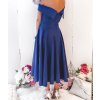 Dámske luxusné plesové modré elegantné šaty s rozparkom NOVINKA (Velikost L)