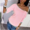 Dámské tričko s výstřihem a dlouhým rukávem růžové + POŠTOVNÉ ZDARMA (Velikost XL)