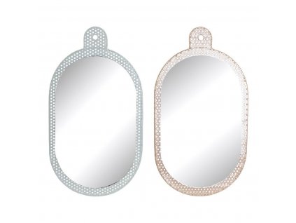 Nástěnné zrcadlo DKD Home Decor Bílý Růžový Kov Sklo 22 x 1,5 x 40 cm (2 kusů)