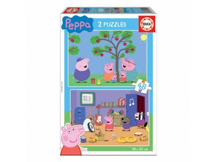 Sada 2 puzzle   Peppa Pig         48 Kusy 28 x 20 cm