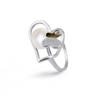 Stříbrný prsten s pravou říční perlou TAJ-0100