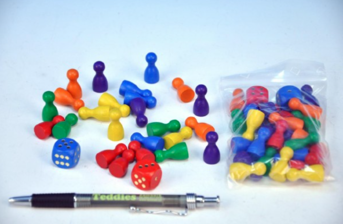 Detoa Dřevěné figurky 24ks 6 barev + 2 kostky Obrázek