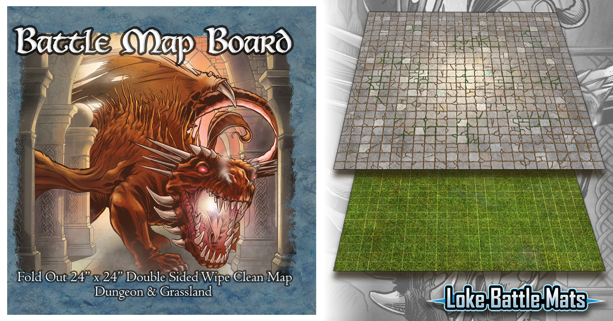 Loke Battle Mats Battle Mat Board - Grassland & Dungeon Obrázek