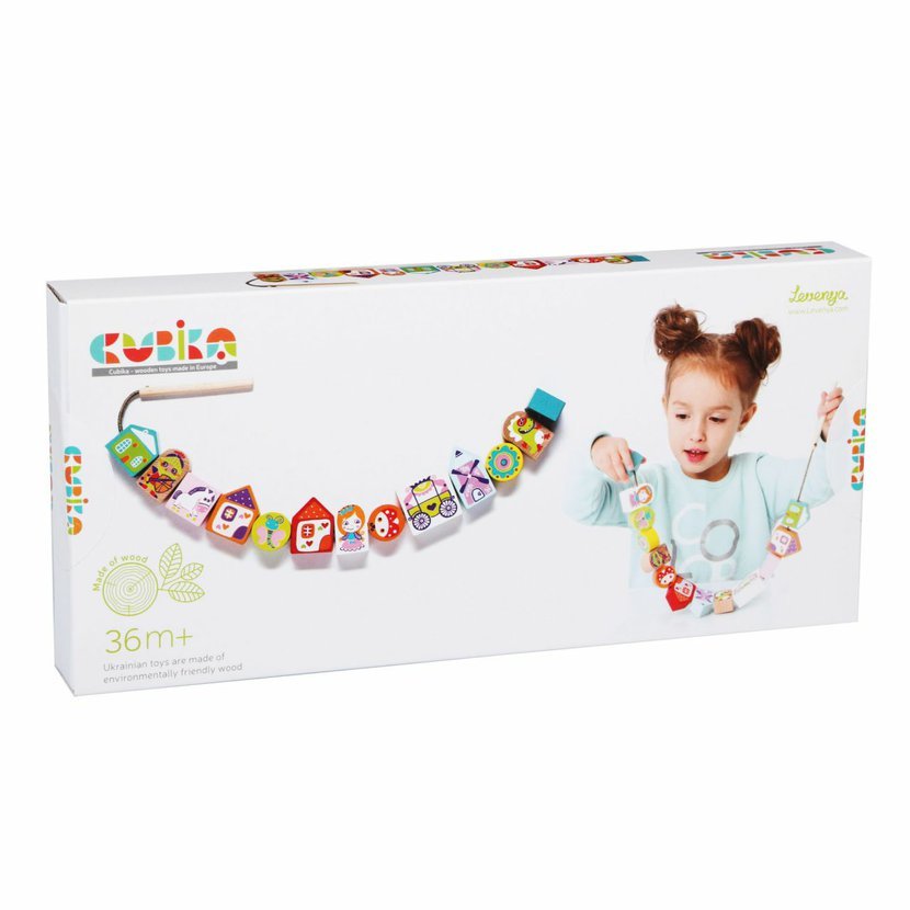 Cubika Navlékací pohádka - navlékací set - 13 dřevěných dílů a 8 předloh Obrázek