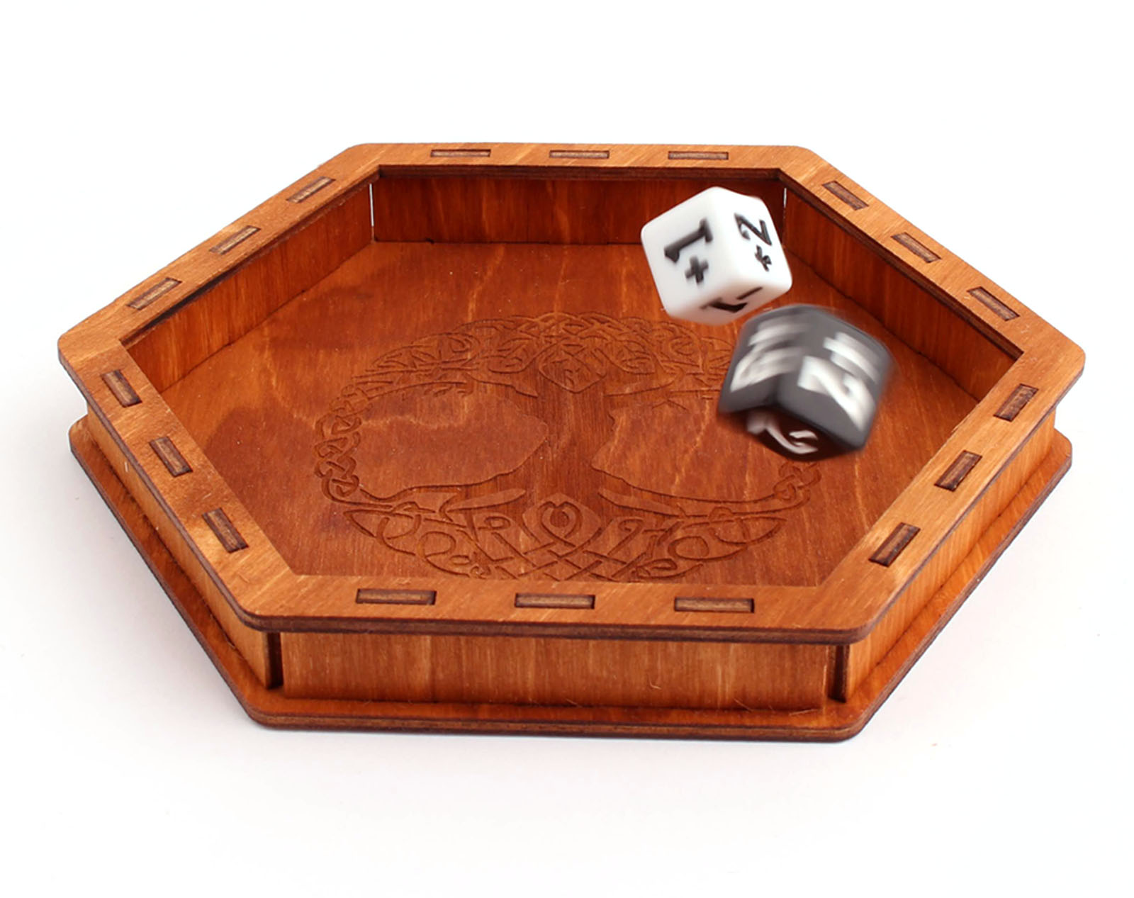 Myší Doupě Dice Tray - Dřevěný mořený (Strom) Obrázek