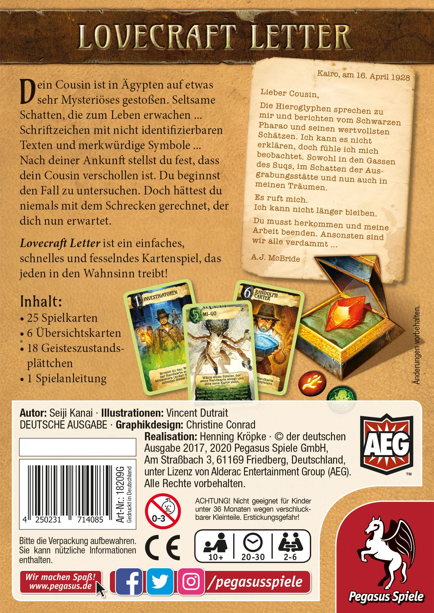 Pegasus Spiele Lovecraft Letter DE Obrázek