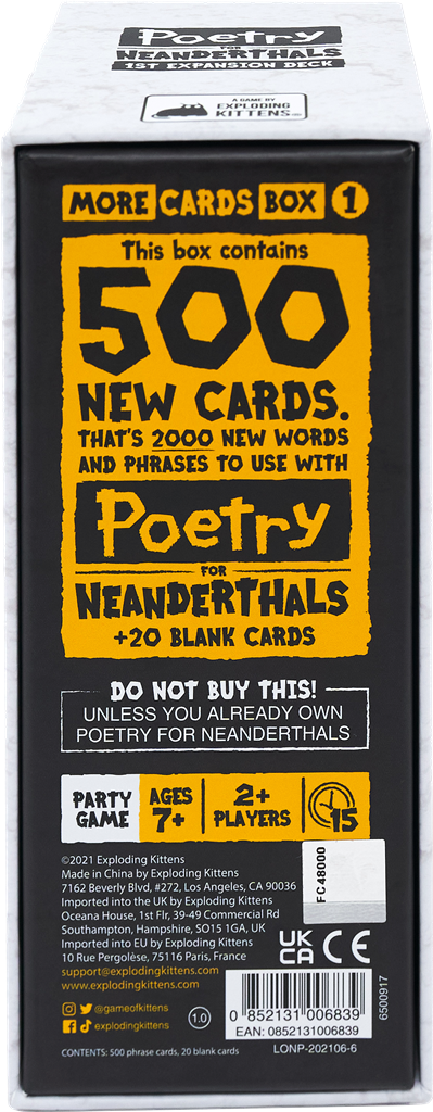 Exploding Kittens Poetry for Neanderthals: More Cards Box 1 Obrázek