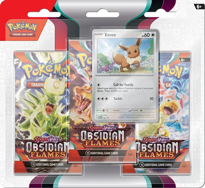 Nintendo Pokémon TCG: Obsidian Flames (SV03) - 3 Blister Booster Varianta: Eevee Obrázek