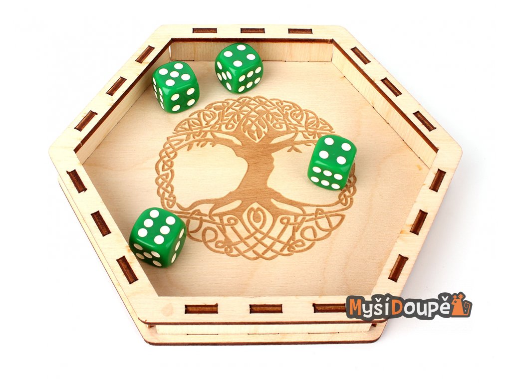 Myší Doupě Dice Tray - Dřevěný mořený (Strom) - přírodní dřevo Obrázek