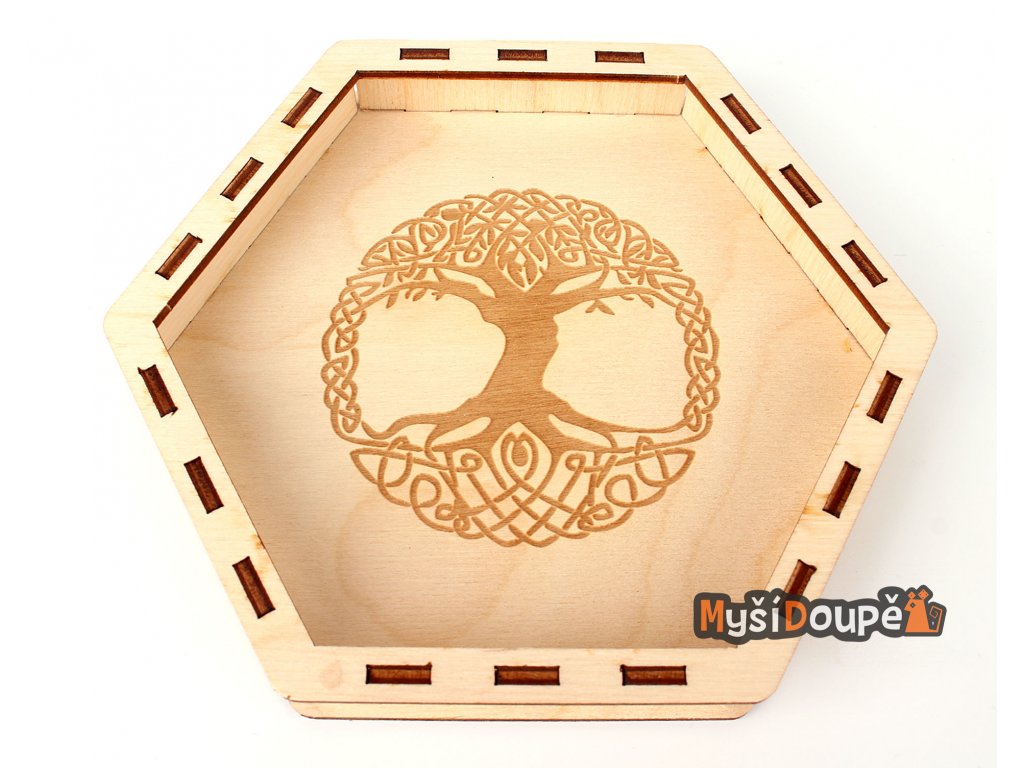 Myší Doupě Dice Tray - Dřevěný mořený (Strom) - přírodní dřevo Obrázek