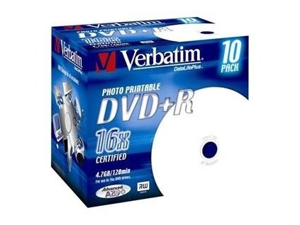 VERBATIM DVD+R AZO 4,7GB, 16x, printable, jewel case 10 ks - výprodej