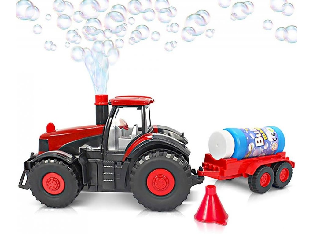Traktor s bublinkovačom a vlečkou