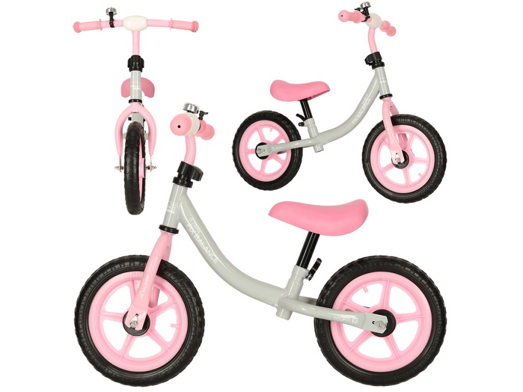 Balančný odrážací detský bicykel ružový (9)