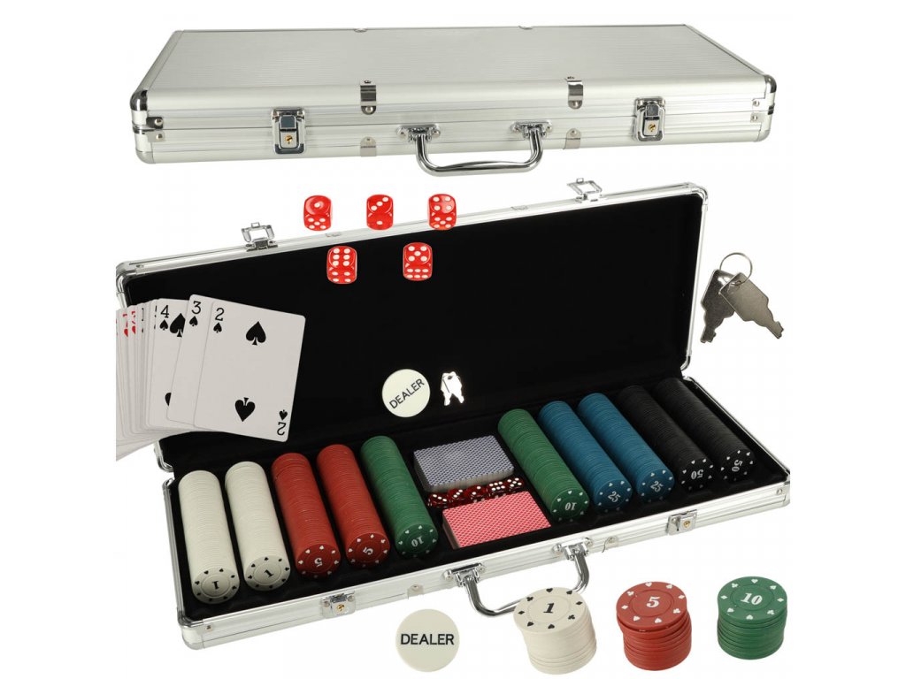 Súprava na poker v kufri s 500 žetónmi a 2 balíčky kariet (1)