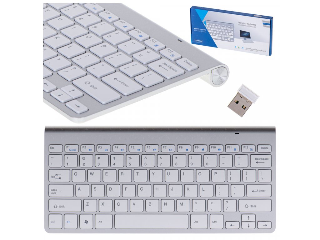 Bezdrôtová klávesnica USB na Smart tv, PC, Notebook strieborná (1)