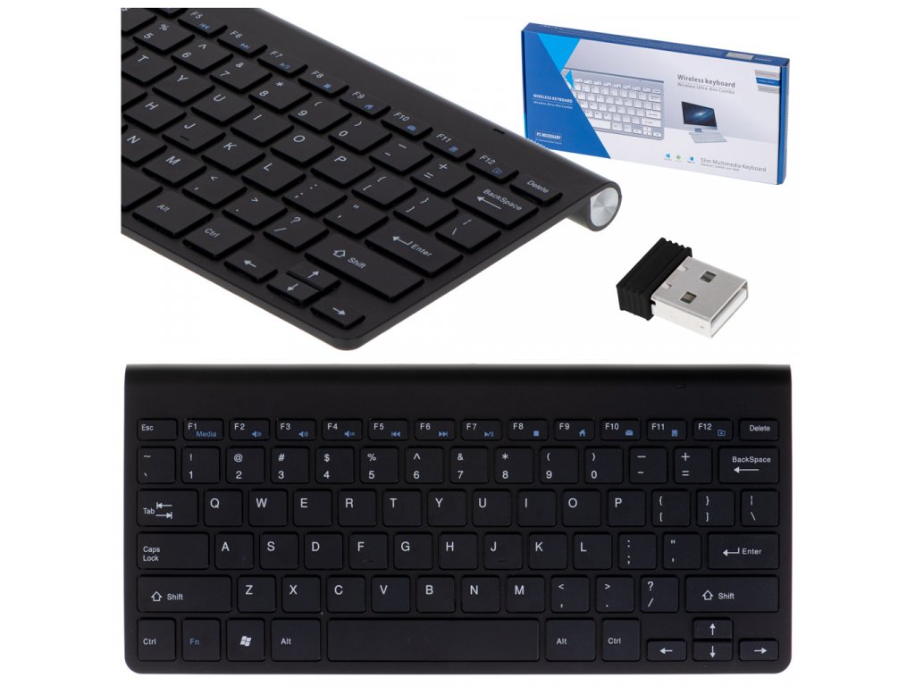 Bezdrôtová klávesnica USB na Smart Tv, Pc, Notebook čierna (3)