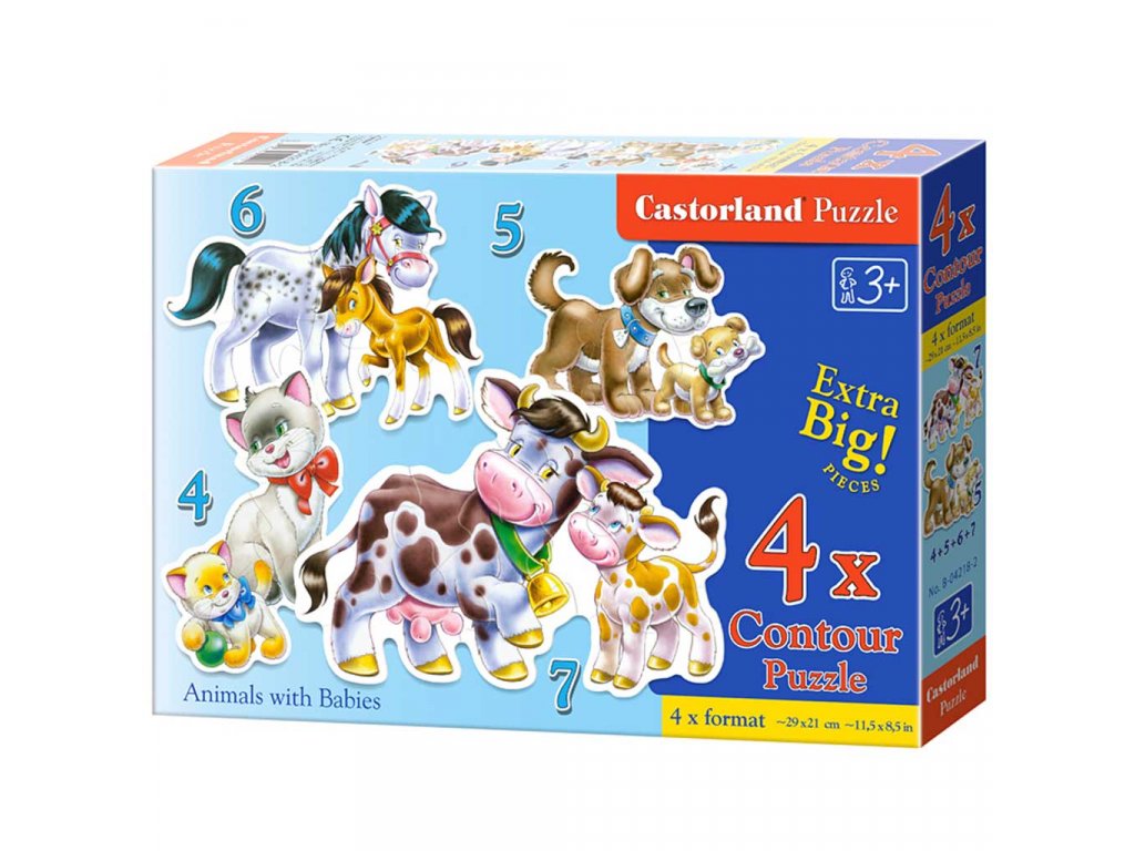 Puzzle 4v1 zvieratká s bábätkami Zvieratká s deťmi 3+ (2)