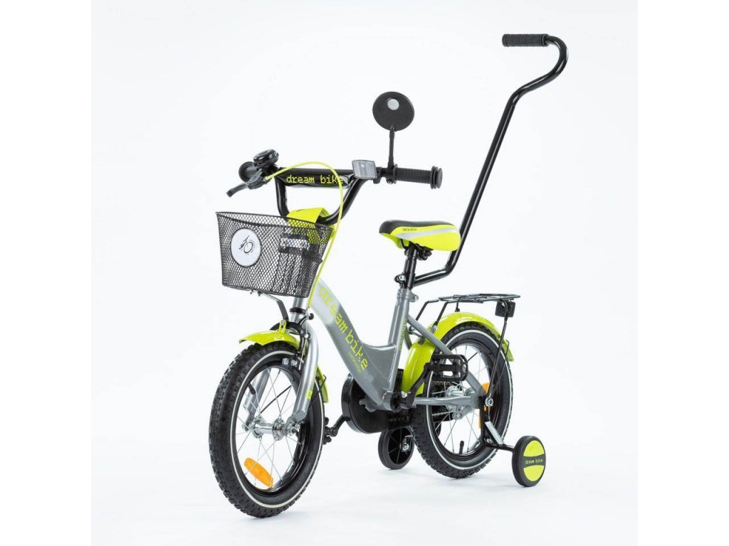 Detský bicykel 14 s vodiacou tyčou TBK Platinum silvergreen (5)