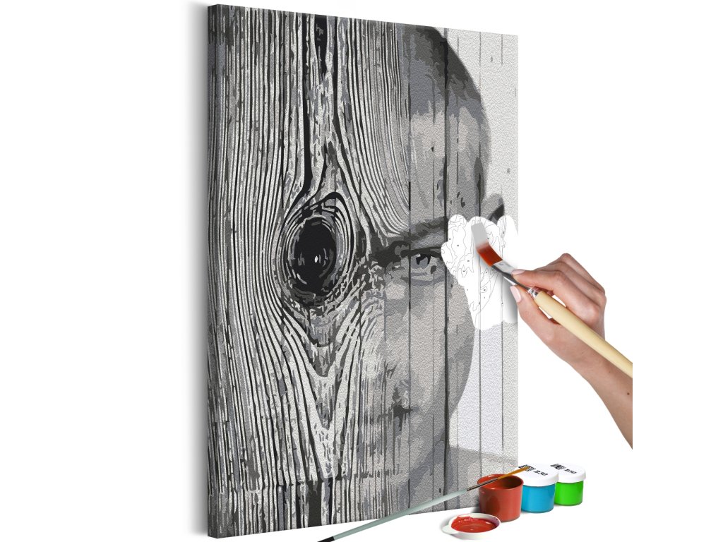 Maľovanie podľa čísiel - Face in Wood