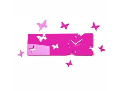 Nástenné akrylové hodiny Motýle2 - ružová