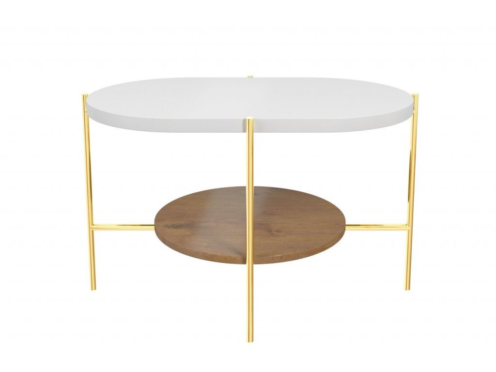 Konferenční stolek GLADYS, bílý / zlatý
