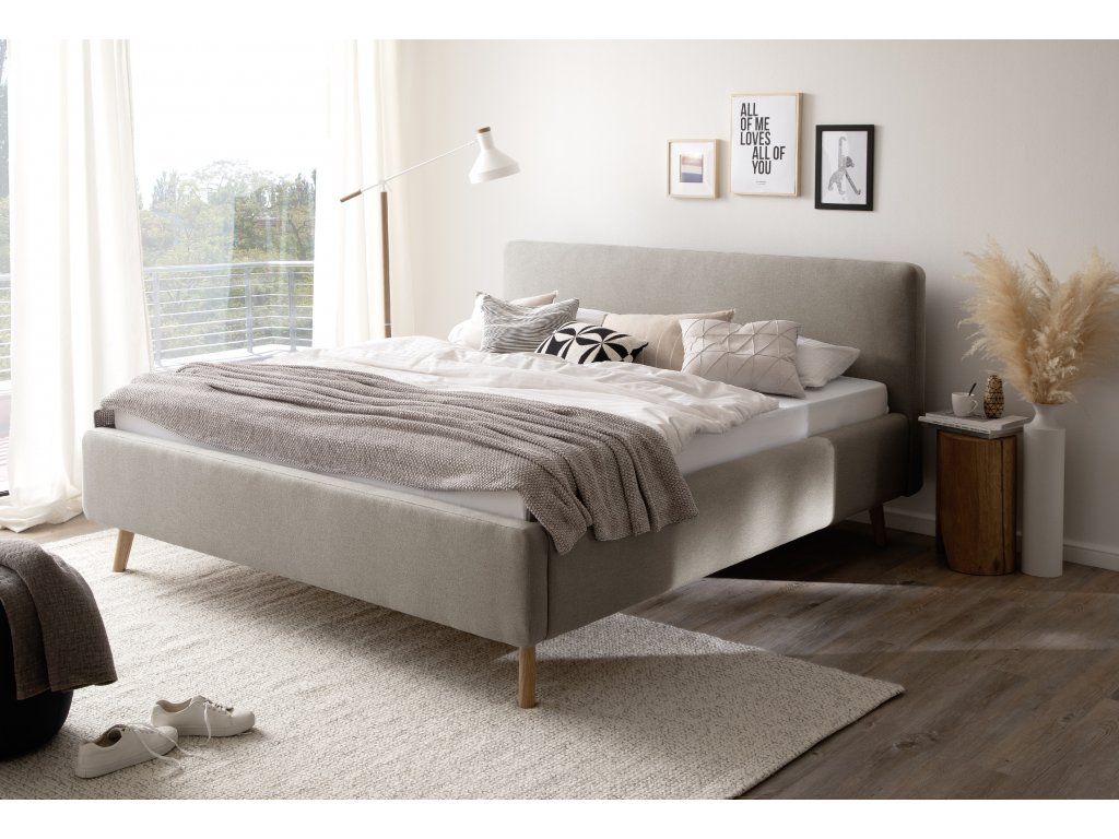 Čalouněná manželská postel MATTIS 160x200 šedá
