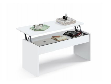 Výklopný bílý konferenční stolek  s úložným prostorem KAMET