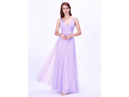 Dlouhé světle fialové levandulové šaty s tylem
