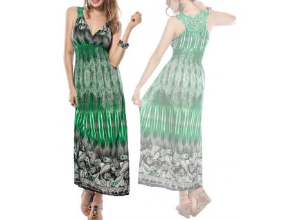 A Letní šaty zelené s s krajkou na pláž či k moři OH447